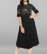 Janasya Black printed crepe kurti