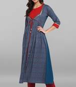 Janasya Multicolor printed crepe kurti