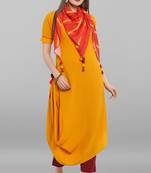 Janasya Mustard plain crepe kurti