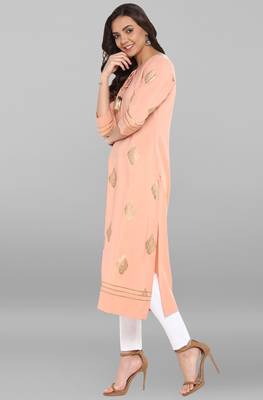 Janasya Peach printed crepe kurti 3