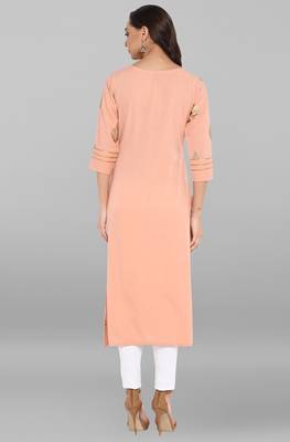 Janasya Peach printed crepe kurti 5