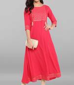 Janasya Pink printed crepe kurti