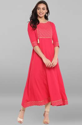 Janasya Pink printed crepe kurti 2