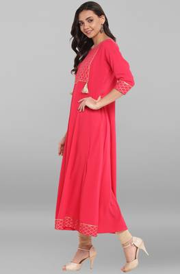 Janasya Pink printed crepe kurti 3