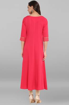Janasya Pink printed crepe kurti 5