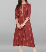 Janasya Brown printed crepe kurti