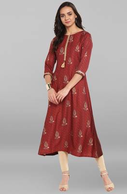 Janasya Brown printed crepe kurti 2