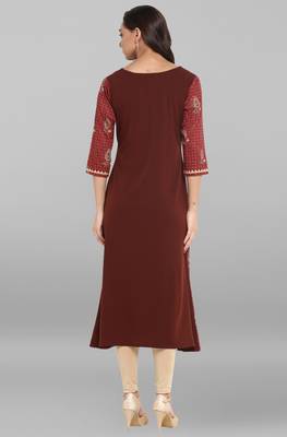 Janasya Brown printed crepe kurti 5