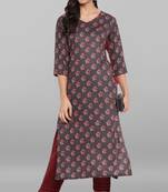 Janasya Grey printed crepe kurti