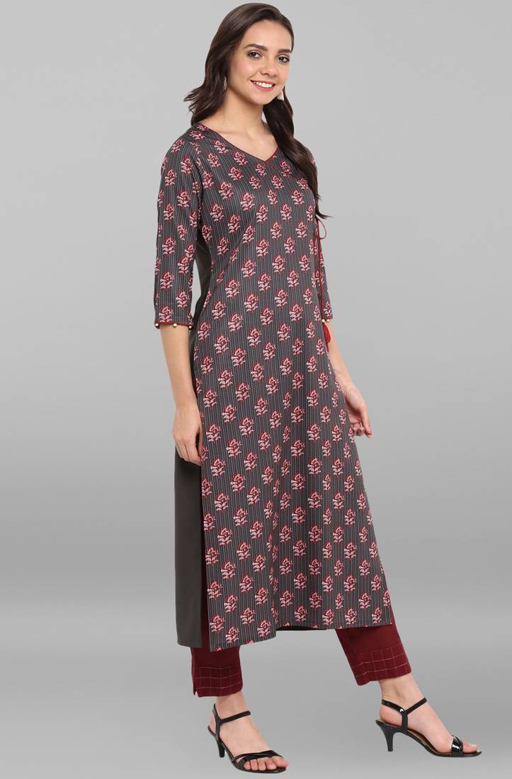 grey printed kurti