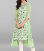 Green printed crepe kurti