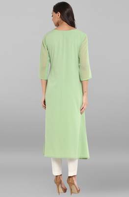 Green printed crepe kurti 5