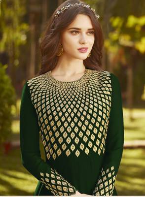 Green embroidered georgette salwar 2