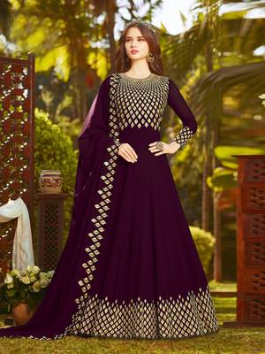 Wine embroidered georgette salwar 1