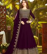 Wine embroidered georgette salwar