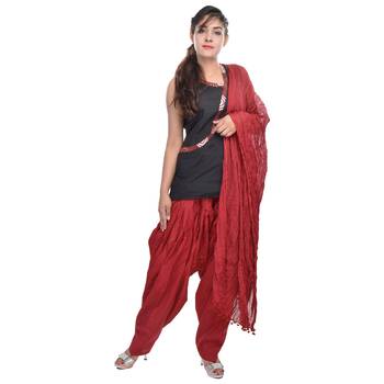 Maroon Cotton Patiala Salwar with Dupatta 1