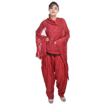 Maroon Cotton Patiala Salwar with Dupatta 2