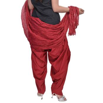Maroon Cotton Patiala Salwar with Dupatta 3