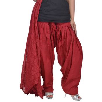 Maroon Cotton Patiala Salwar with Dupatta 5