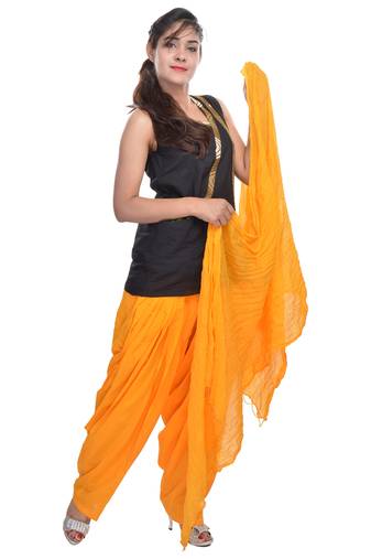 Yellow cotton indian readymade salwar kameez with dupatta