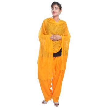 Yellow cotton indian readymade salwar kameez with dupatta 2