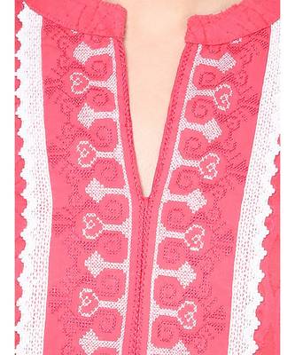 peach embroidered cotton stitched kurti 6