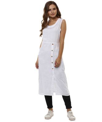 white plain cotton stitched kurti 2