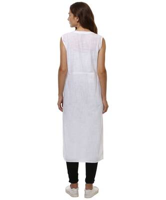 white plain cotton stitched kurti 3