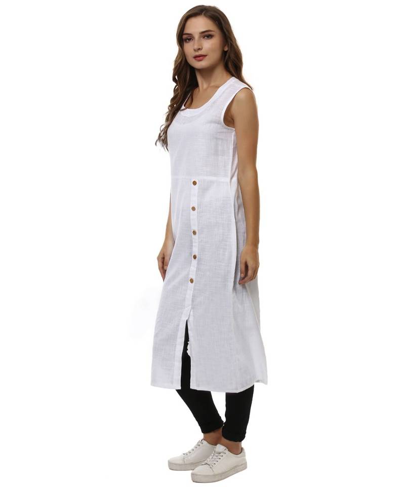 white plain cotton stitched kurti