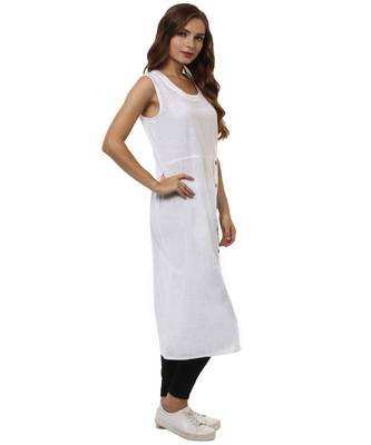 white plain cotton stitched kurti 5