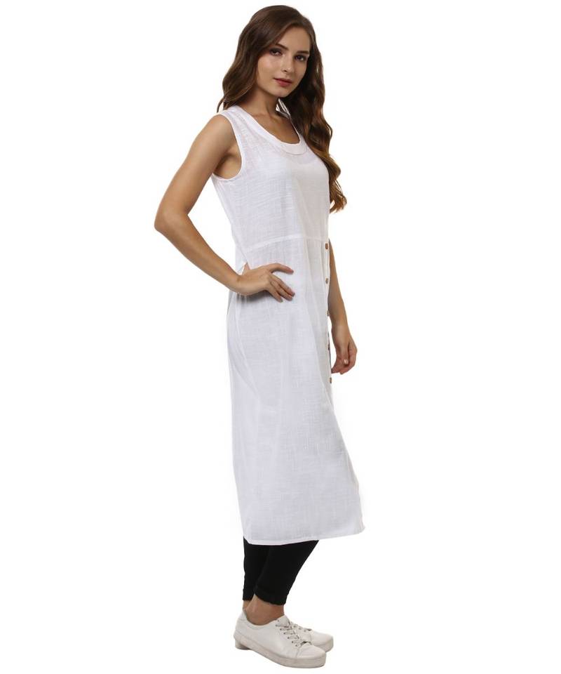white plain cotton stitched kurti