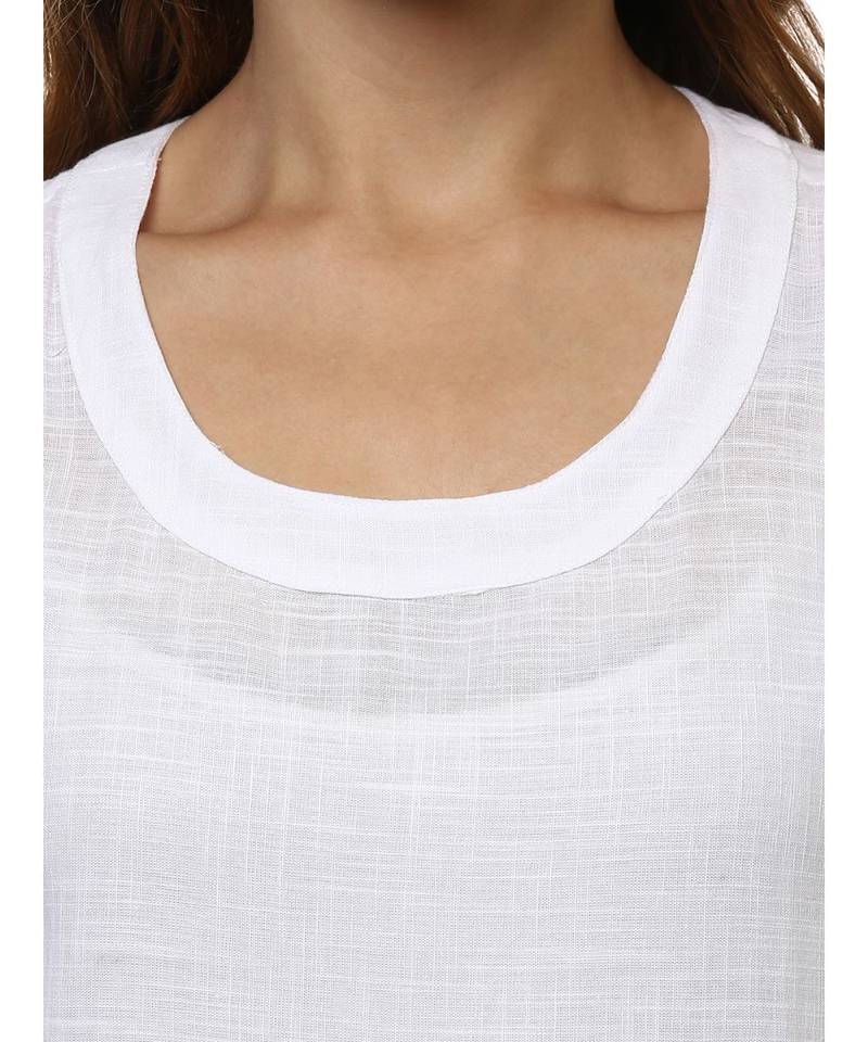 white plain cotton stitched kurti