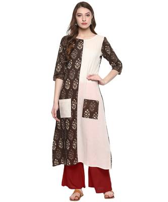 green printed cotton stitched kurti 1