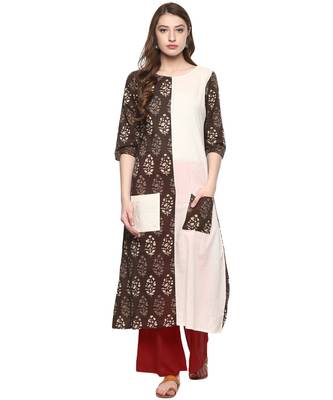 green printed cotton stitched kurti 2
