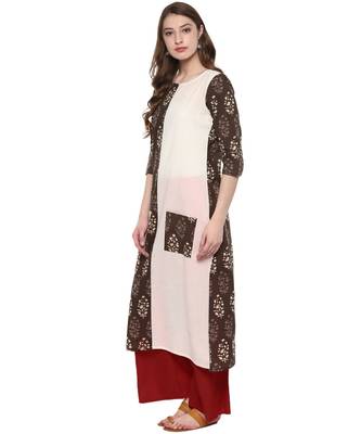 green printed cotton stitched kurti 4