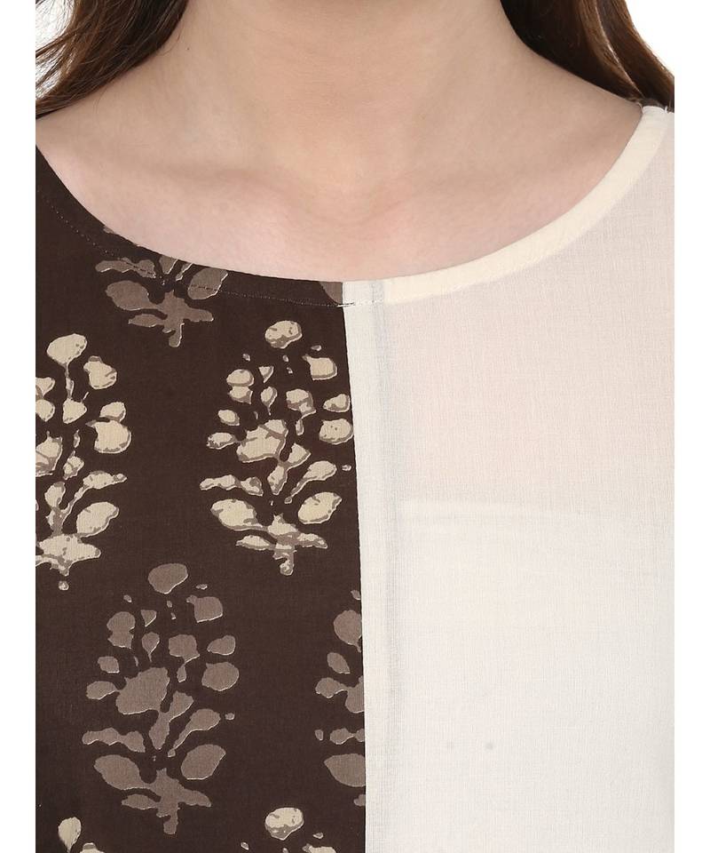 green printed cotton stitched kurti