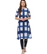blue printed cotton stitched kurti