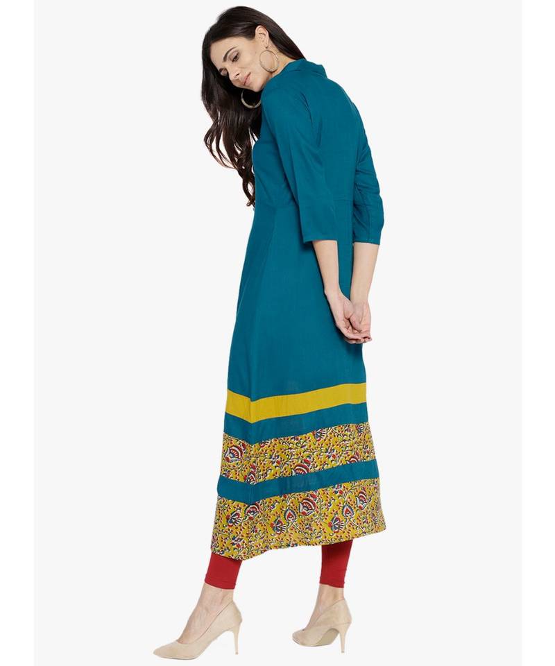 green plain rayon stitched kurti