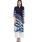 blue printed rayon stitched kurti