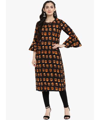 black printed cotton stitched kurti 2