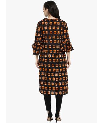 black printed cotton stitched kurti 3