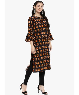 black printed cotton stitched kurti 5