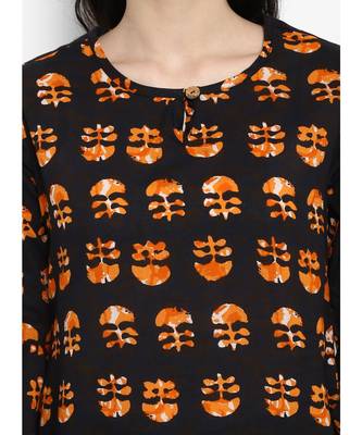 black printed cotton stitched kurti 6