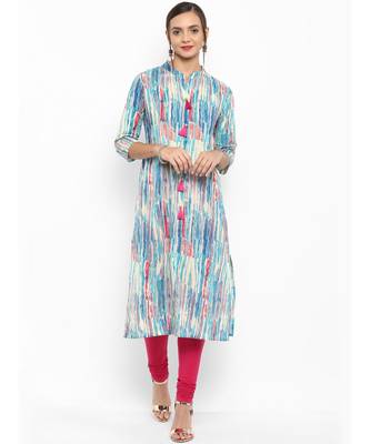 multicolor printed cotton stitched kurti 1