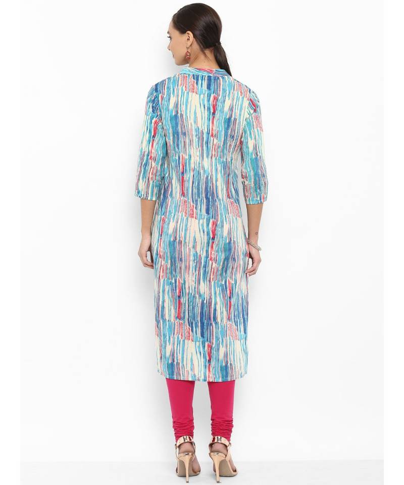 multicolor printed cotton stitched kurti