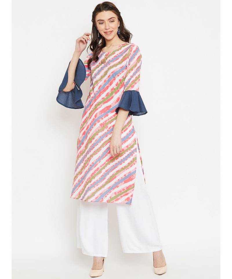 multicolor printed cotton stitched kurti