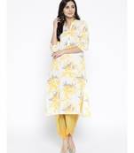 white printed cotton stitched kurti