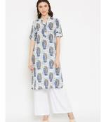 white printed cotton stitched kurti
