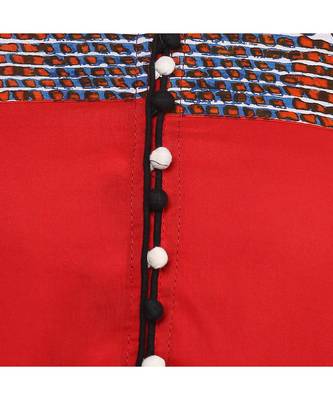 red plain cotton stitched kurti 5