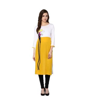 white embroidered rayon stitched kurti 1